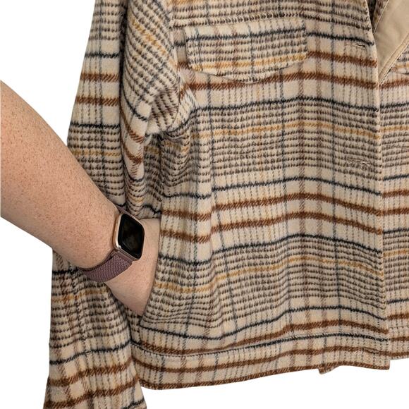 Joie Brown Plaid Fleece Button Down Jacket Coat Heritage Light Academia Medium - Picture 5 of 14
